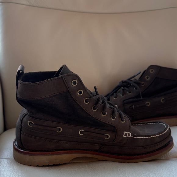 👍New Men’s Lands' End Dark Brown Leather Boots size 9.5 - Picture 2 of 12